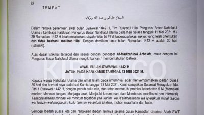 PBNU Tentukan 1 Syawal 1442 H Pada Kamis 13 Mei 2021