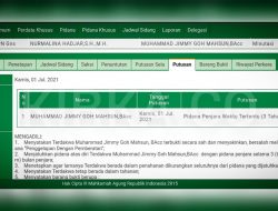 Jimmy Goh Mahsun Divonis 3,5 Tahun Penjara
