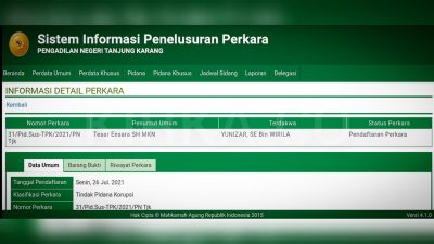 Yunizar Segera Diadili Dugaan Korupsi Pajak Air