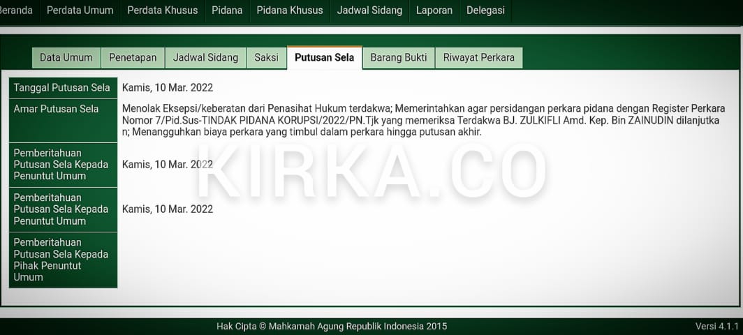 Perkara Korupsi RSUD Sukadana
