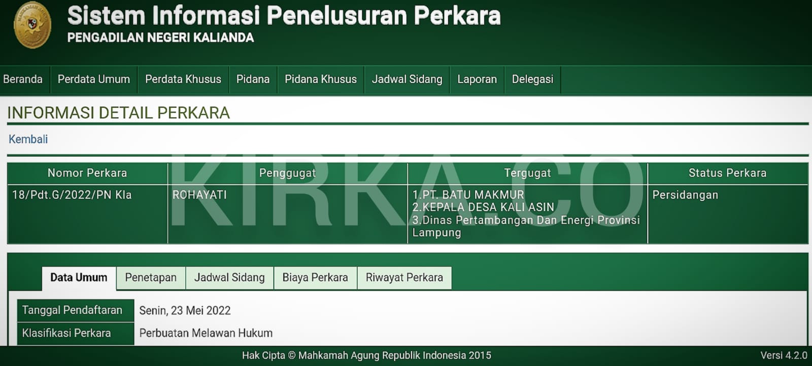 PT Batu Makmur Digugat Warga Tanjung Bintang ke Pengadilan