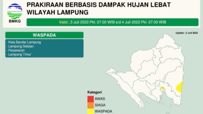 BMKG Prakirakan Lampung Diguyur Hujan Lebat Kategori 3