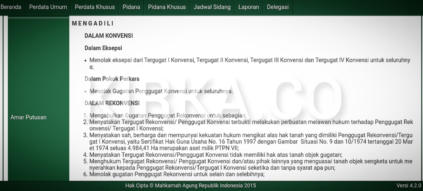PN Kalianda Tolak Gugatan Terhadap PTPN VII