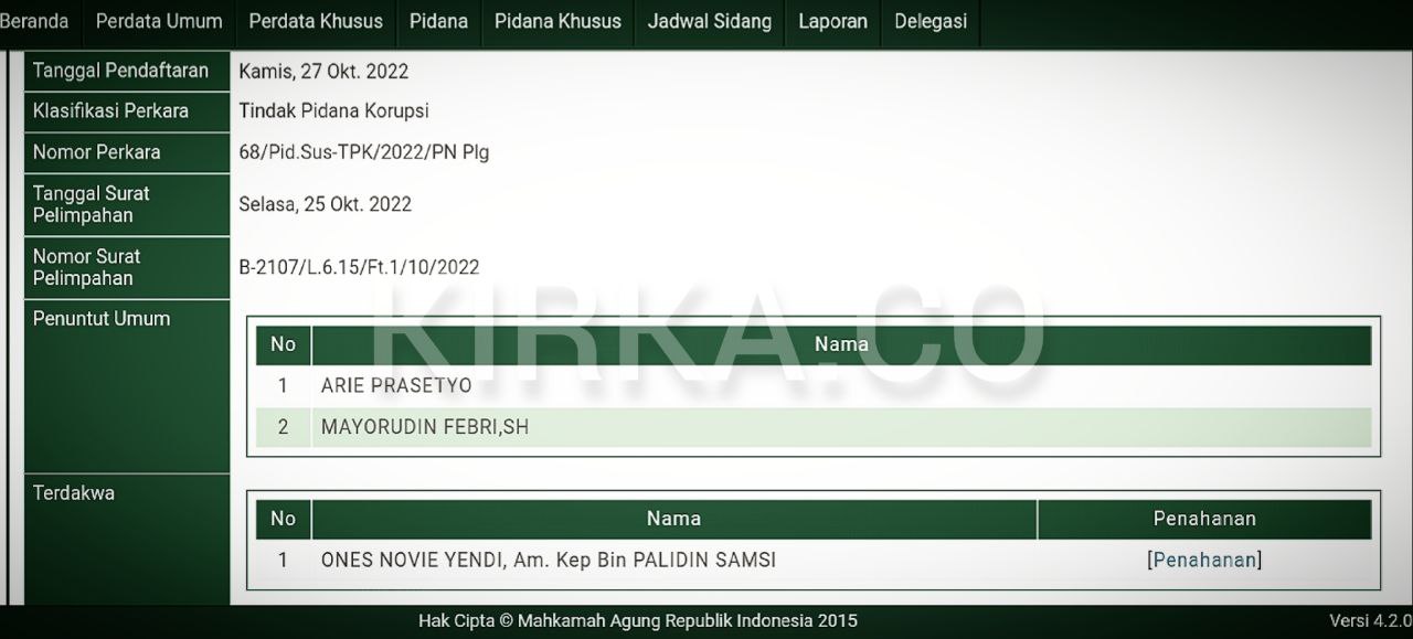 Dugaan Korupsi Puskesmas Sukarami Muara Enim Segera Sidang