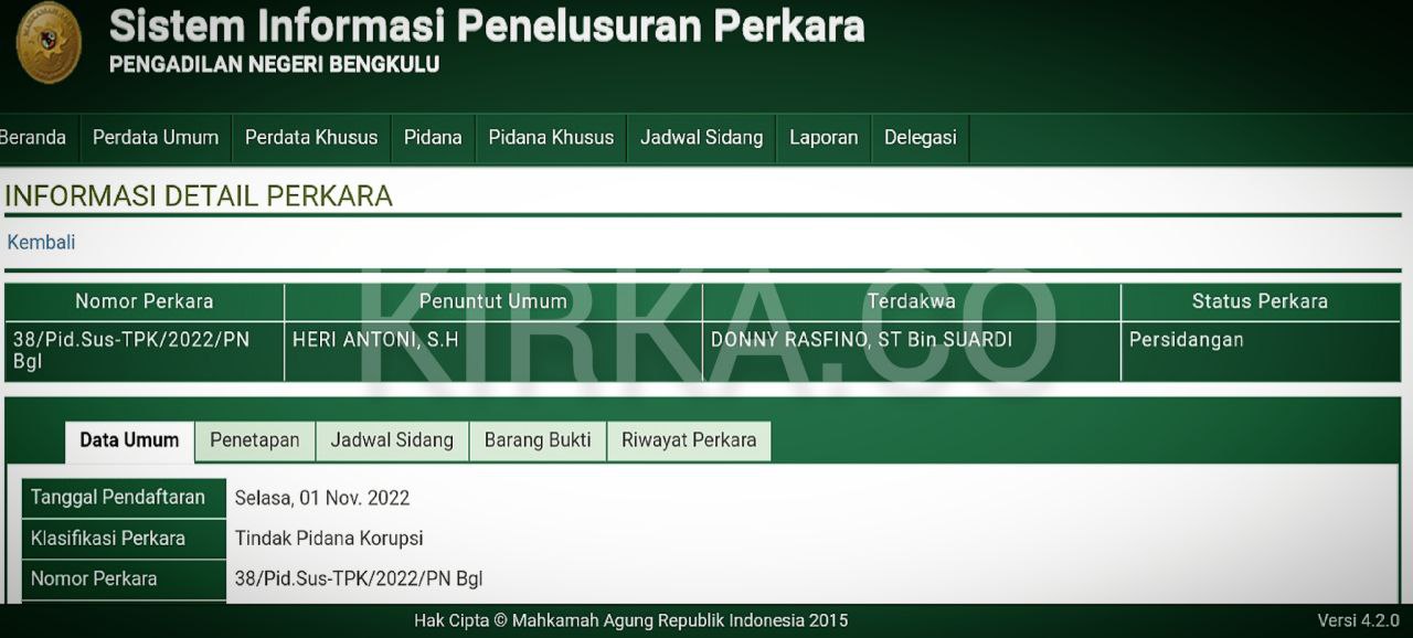 Eks Kabid PMD Kaur Diadili Dalam Perkara Pungli