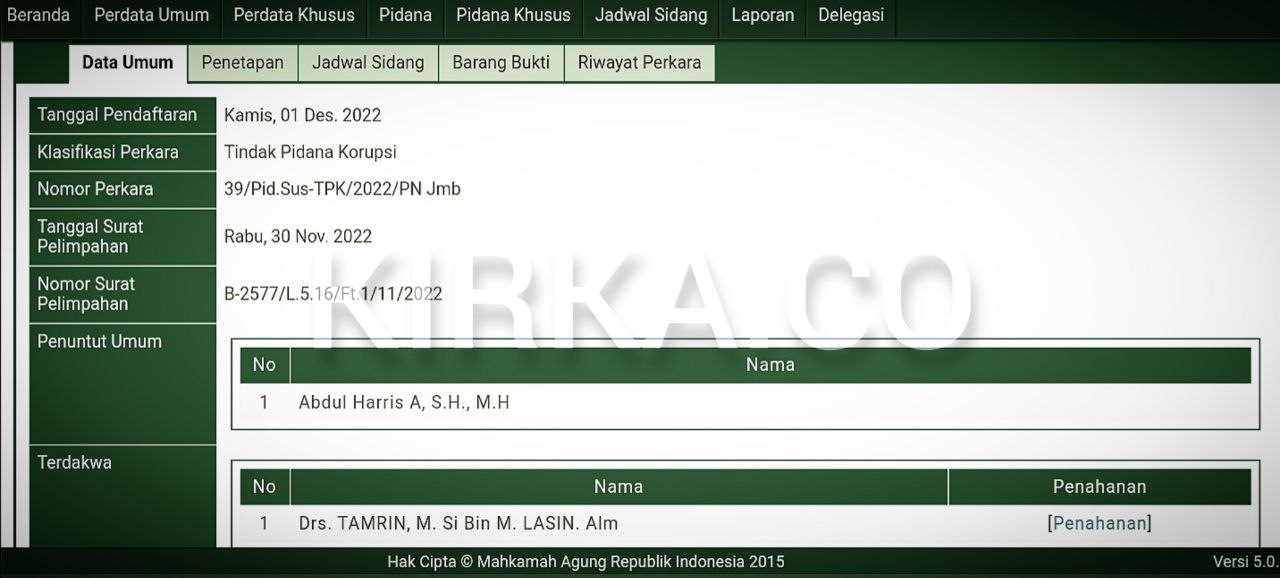 Korupsi Dinas Damkar Sarolangun Jambi Segera Sidang