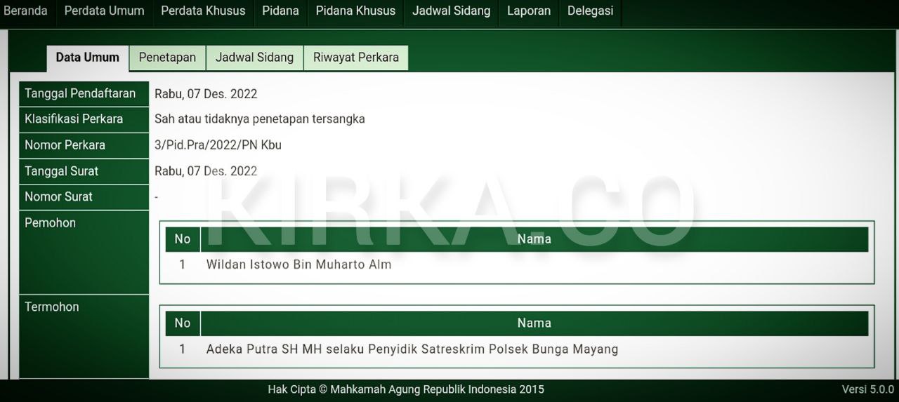 Penyidik Polsek Bunga Mayang Dipraperadilankan