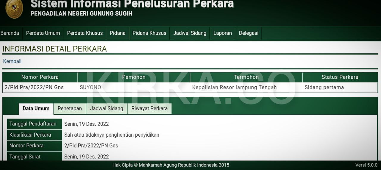 Suyono Praperadilankan SP3 Polres Lampung Tengah