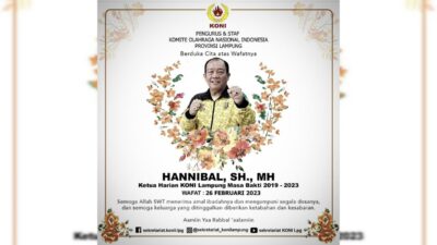 Hannibal Ketua Harian KONI Lampung Berpulang