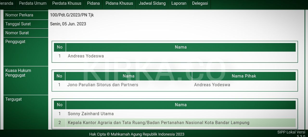 Andreas Yodeswa Gugat Sony Zainhard Utama