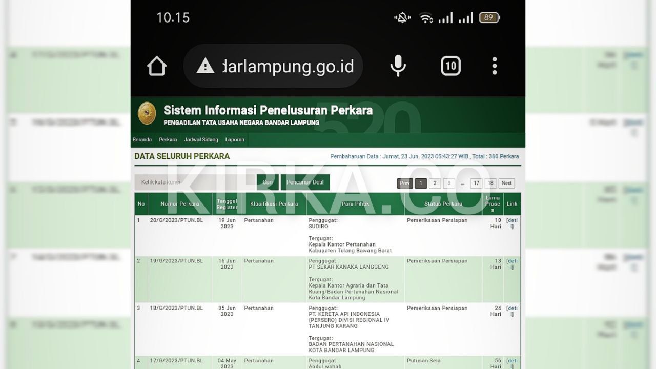 SIPP PTUN Bandarlampung Sudah Dapat Diakses Publik