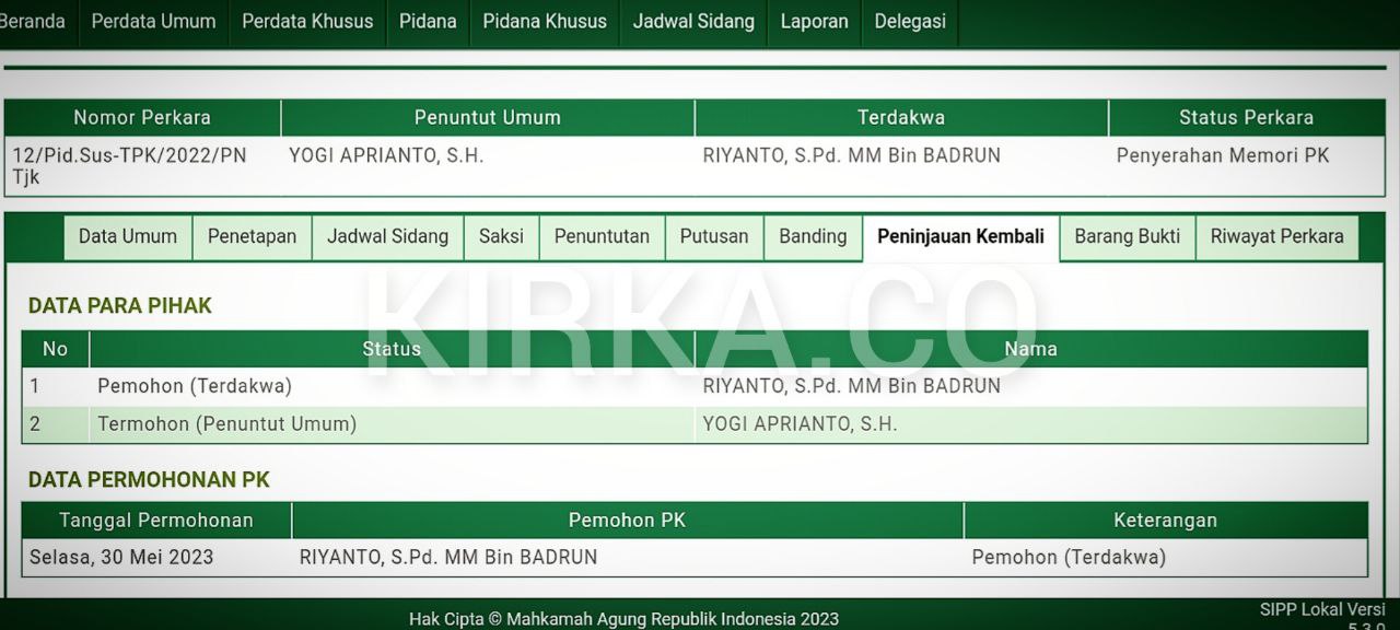 Eks Kabid Pendidikan Dasar Disdik Lampung Tengah Ajukan PK