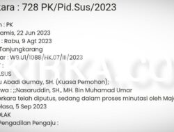 MA Tolak PK Nasaruddin di Korupsi Disdik Tulangbawang