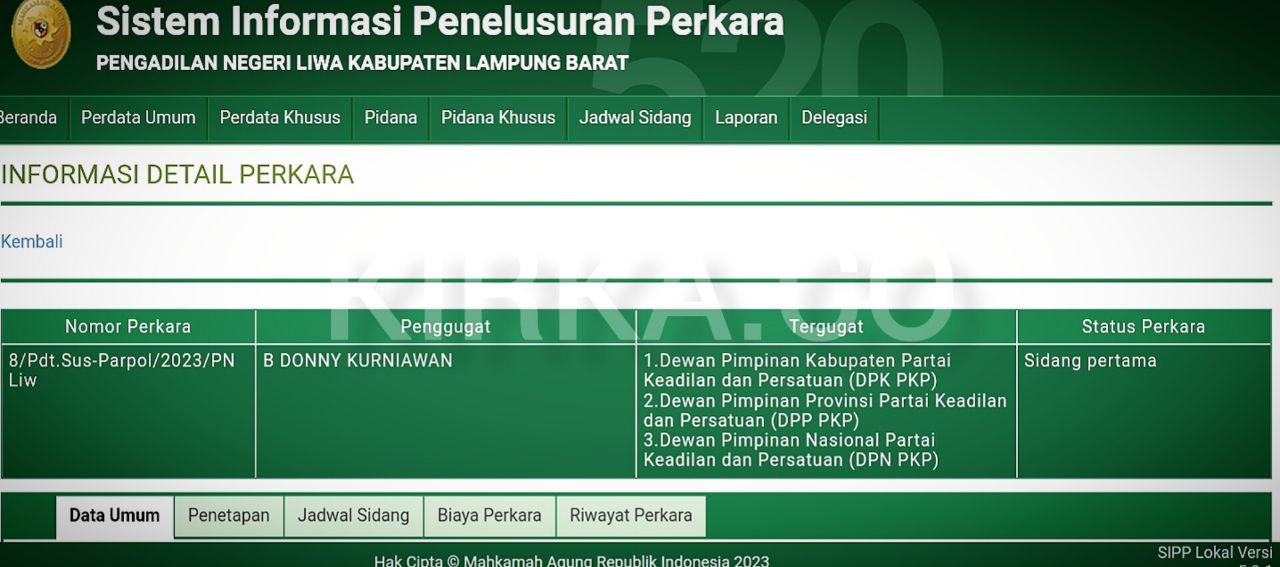 Anggota DPRD Lampung Barat B Donny Kurniawan Gugat PKP