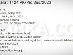 PK Terpidana Korupsi Disdik Lampung Tengah Ditolak