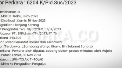 Kasasi Eks Direktur PT Usaha Remaja Mandiri Ditolak