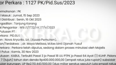 MA Kabulkan PK Terpidana Korupsi Dana BOK Lampung Utara Maya Metissa