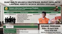 Dugaan Suap Rp5,75 M, Ardito Wijaya Disidang Pekan Depan