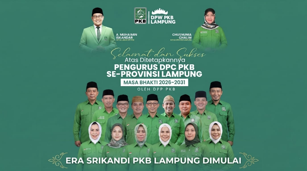 Banyak Diisi Srikandi, Berikut Daftar Lengkap 15 Ketua DPC PKB se-Lampung Periode 2026-2031