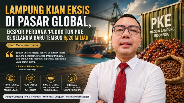 Lampung Kian Eksis di Pasar Global, Ekspor Perdana 14.000 Ton PKE ke Selandia Baru Tembus Rp20 Miliar