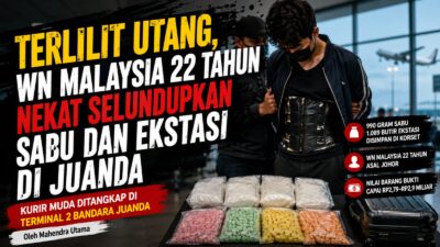 Terlilit Utang, WN Malaysia 22 Tahun Nekat Selundupkan Sabu dan Ekstasi di Juanda