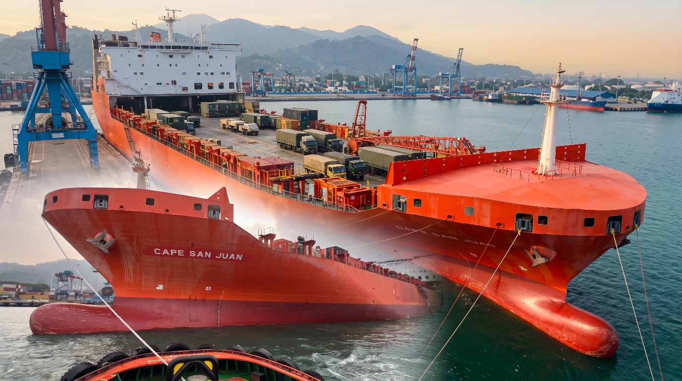 Merapat di Lampung, MV Cape San Juan Bongkar Alutsista Super Garuda Shield 2026