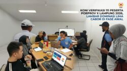 KONI Verifikasi 111 Peserta Porprov X Lampung 2026, Lambar Dominasi Lima Cabor di Fase Awal