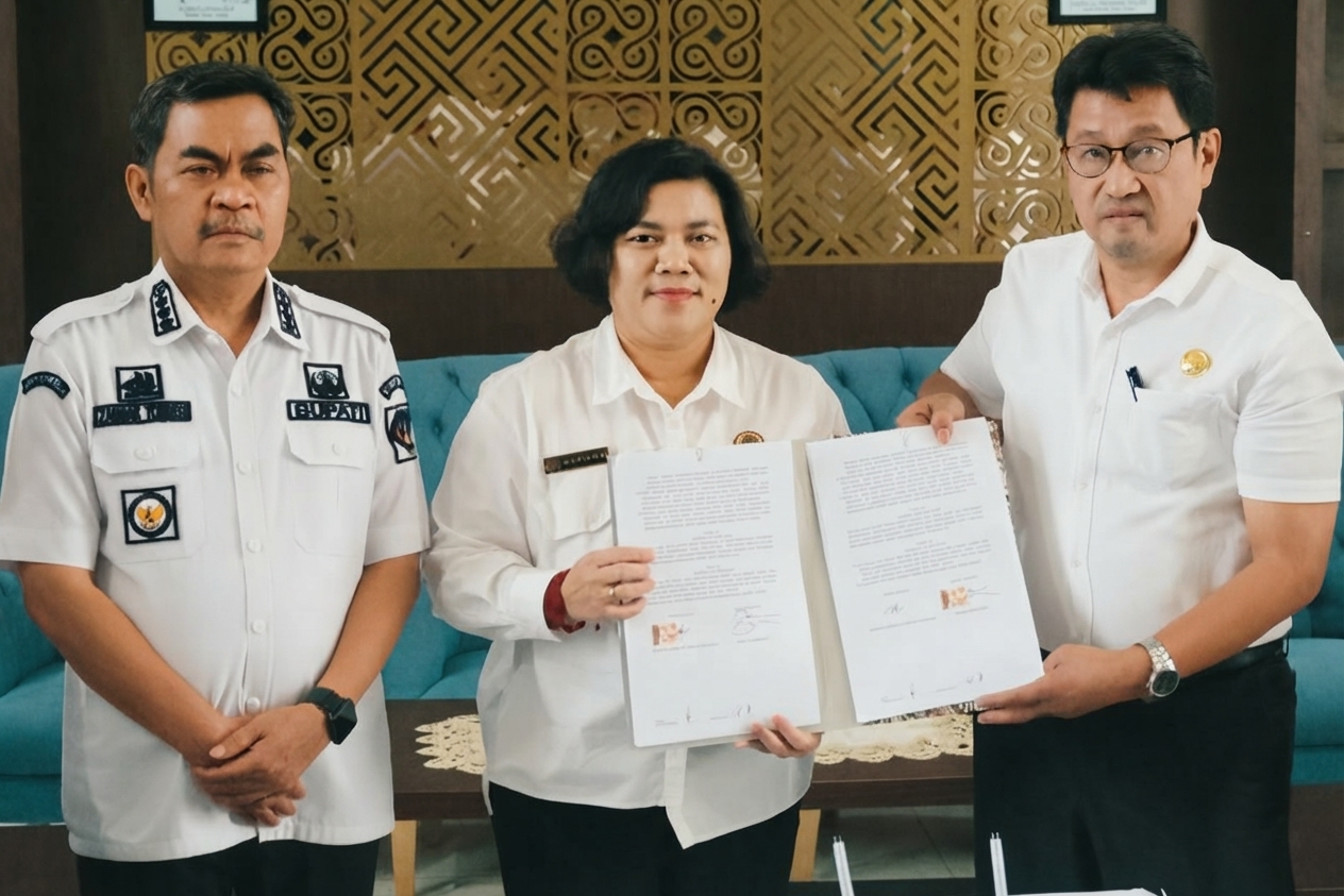 Kepala Kantor Pertanahan Kabupaten Tana Toraja, Mariana Derlan Masia Harahap, menandatangani kerja sama tersebut bersama Bupati Tana Toraja.