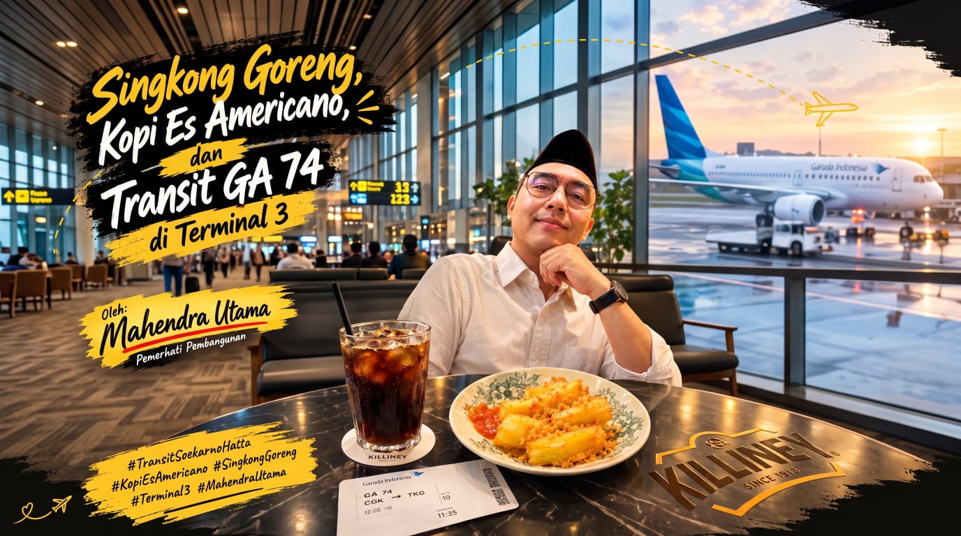 Singkong Goreng, Kopi Es Americano, dan Transit GA 74 di Terminal 3