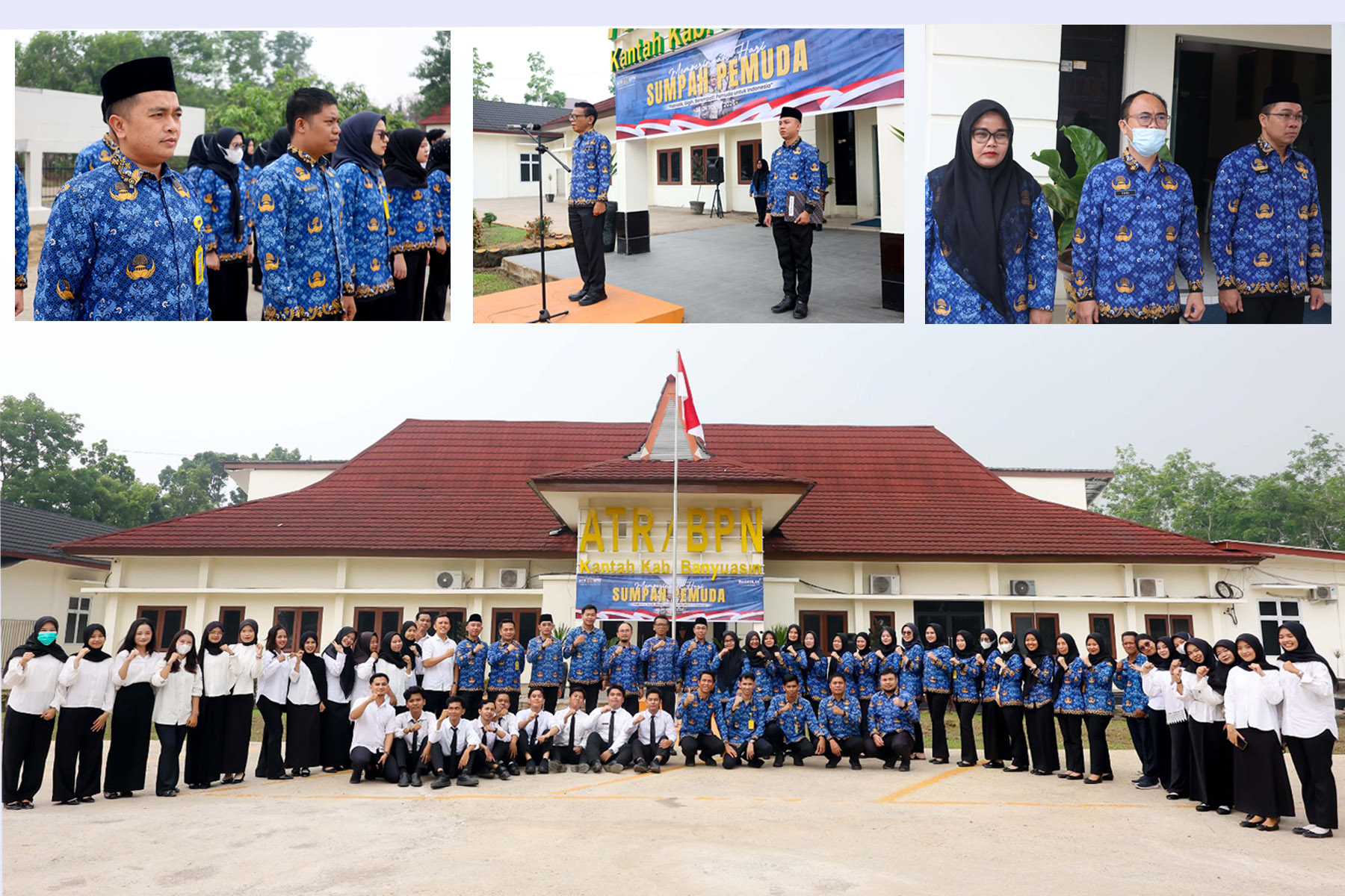 Kantor Pertanahan Kabupaten Banyuasin memperingati Hari Sumpah Pemuda ke-98 melalui upacara bendera di halaman kantor, Rabu 28 Oktober 2026.