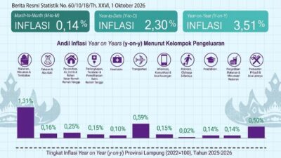 Inflasi Lampung Melandai ke 3,51 Persen, Namun Harga Beras Tetap Jadi Hantu Pengeluaran Warga